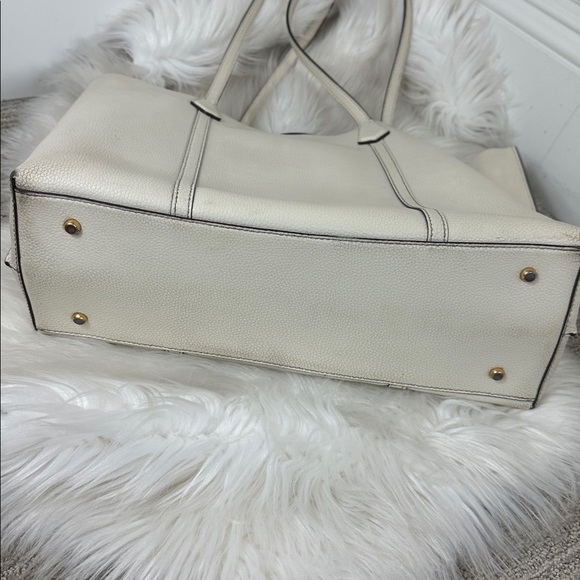 Tory Burch White Ivory Perry Triple Compartment Tote Bag - Picture 9 of 10